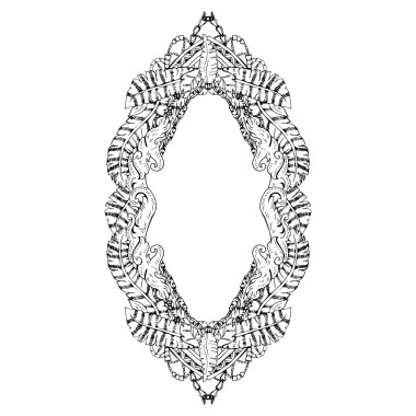 Girdap çerçeve çiçek. Eski siyah doodle sınır. Vektör çizim