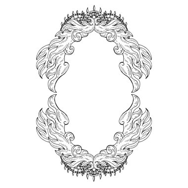 Girdap çerçeve çiçek. Eski siyah doodle sınır. Vektör çizim