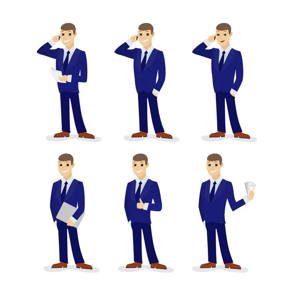 Set cartoon businessmans. Vectorillustratie. — Stockvector