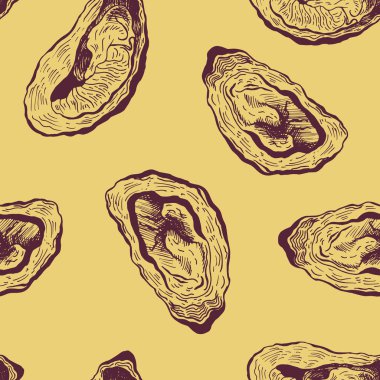 İstiridye vintage vektör desen.