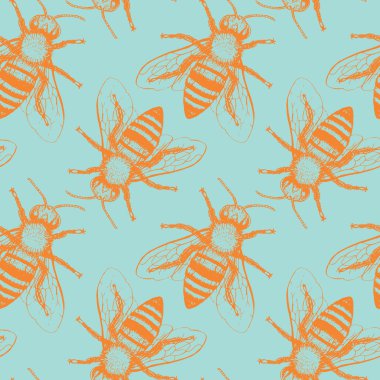 Arılar sorunsuz vektör desen.