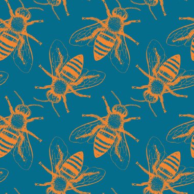 Arılar sorunsuz vektör desen.