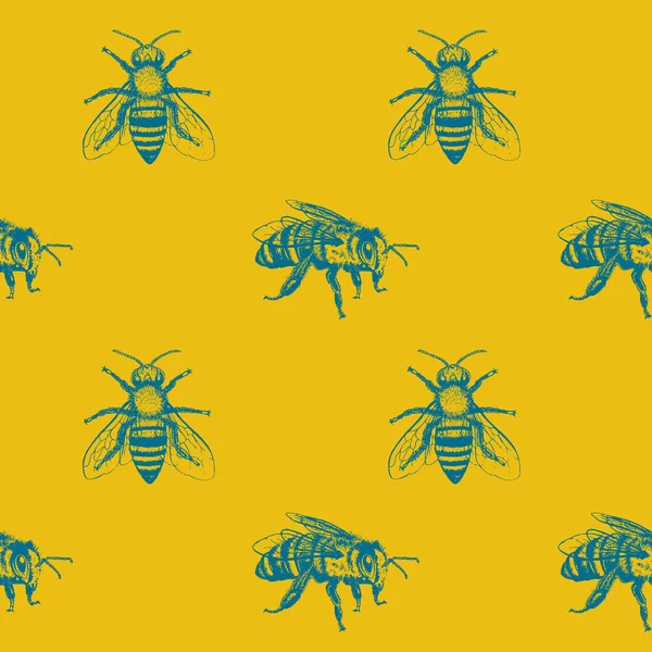 Bees seamless vector pattern. — Stock Vector