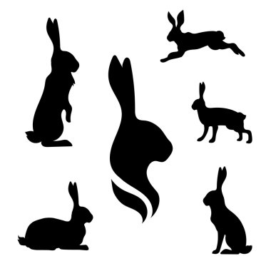 Hare set vector clipart