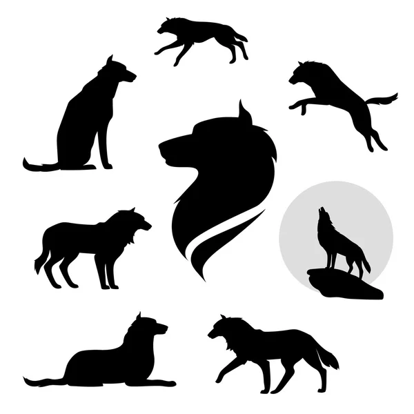 Wolf set vector — Stock Vector