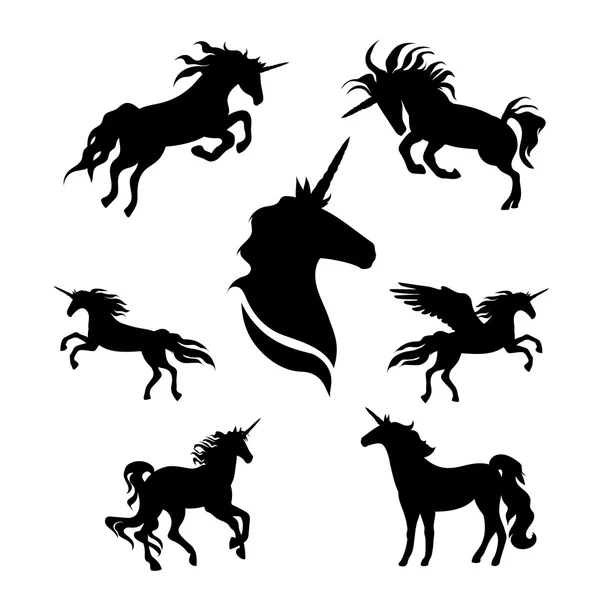 Unicorn set vector — Stock Vector