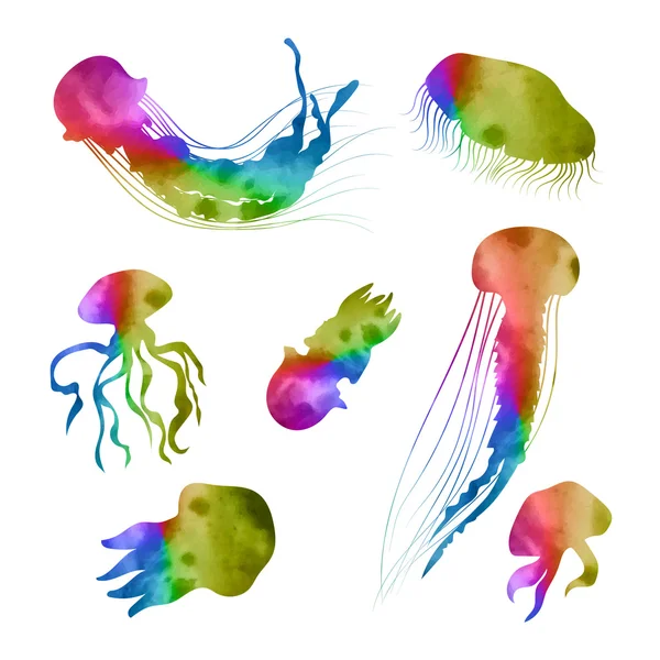 Jellyfish set vector — Stock Vector