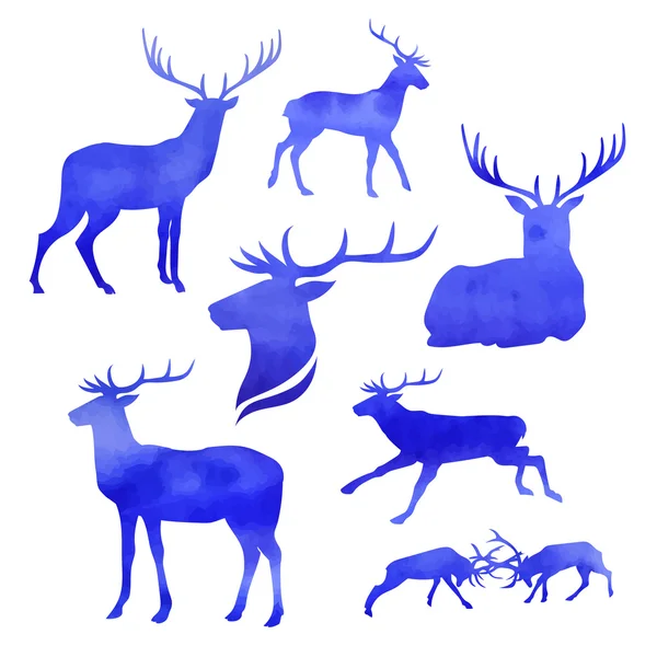 Sada akvarel jelenů — Stockový vektor