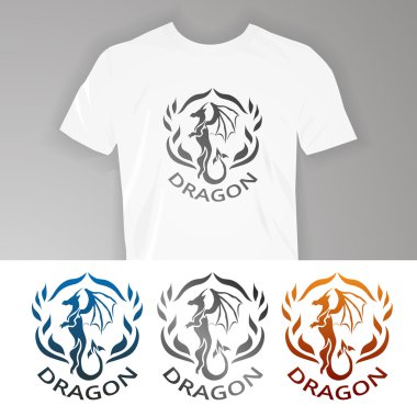 T-shirt Dragon üzerinde metin. 