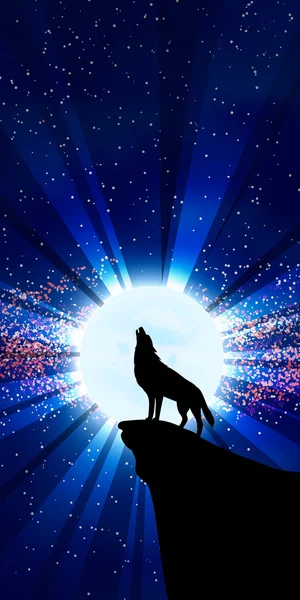 Λύκος ουρλιάζει στο φεγγάρι. — Διανυσματικό Αρχείο