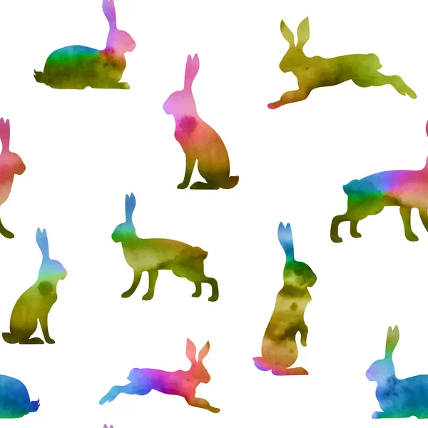 Tavşan suluboya siluetleri ayarla — Stok Vektör