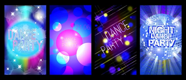 Conjunto de folletos de fiesta de baile, fondos musicales, vector — Vector de stock