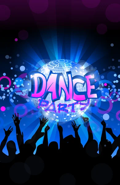 Dance party flyer, musical background, vector