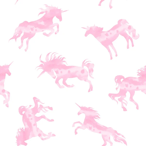 Unicorn pink watercolor pattern — Stock Vector