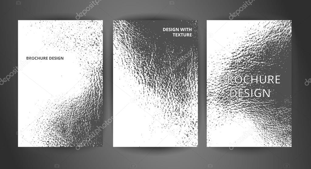 Set of vector black and white covers with textures.