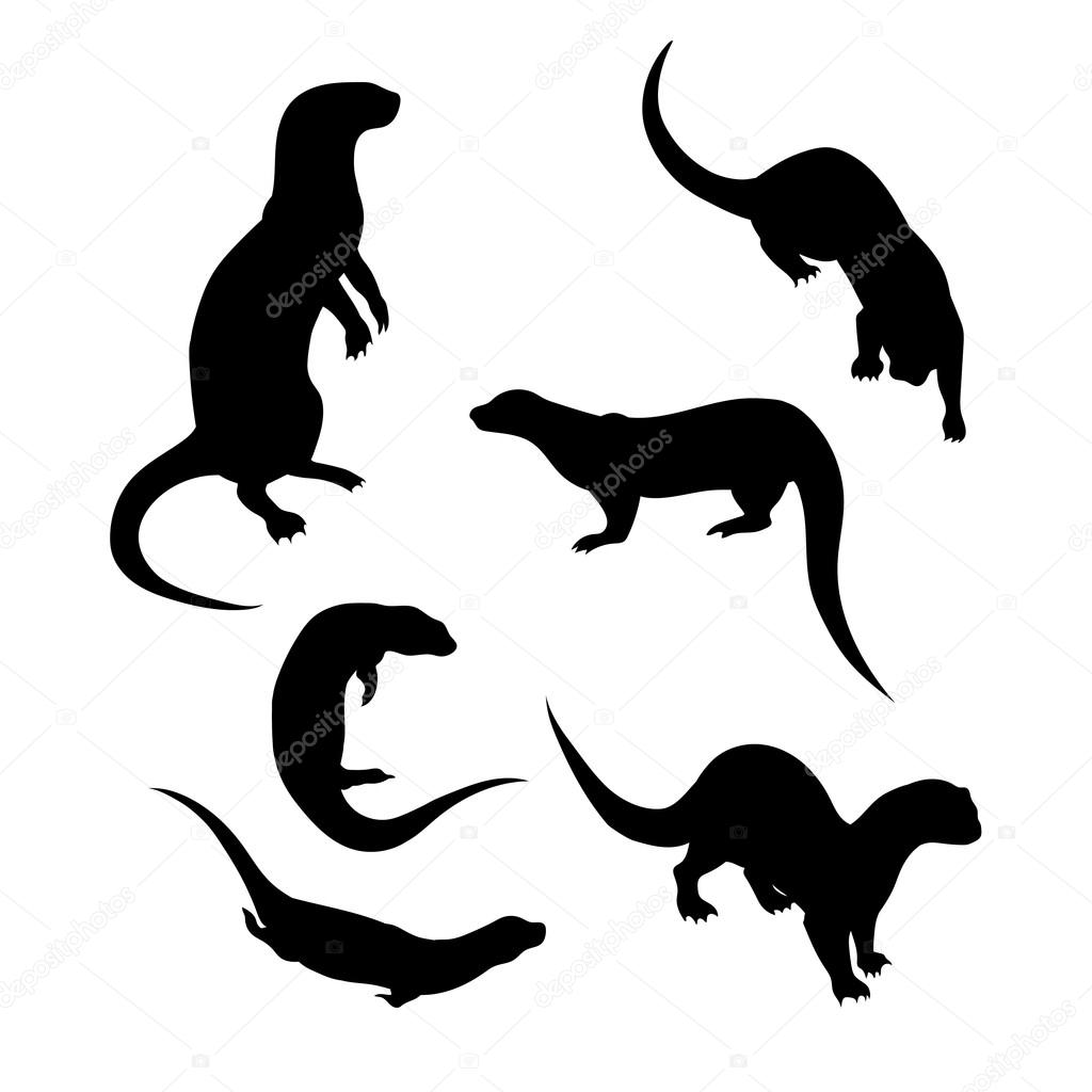 Vector silhouettes of a otter.