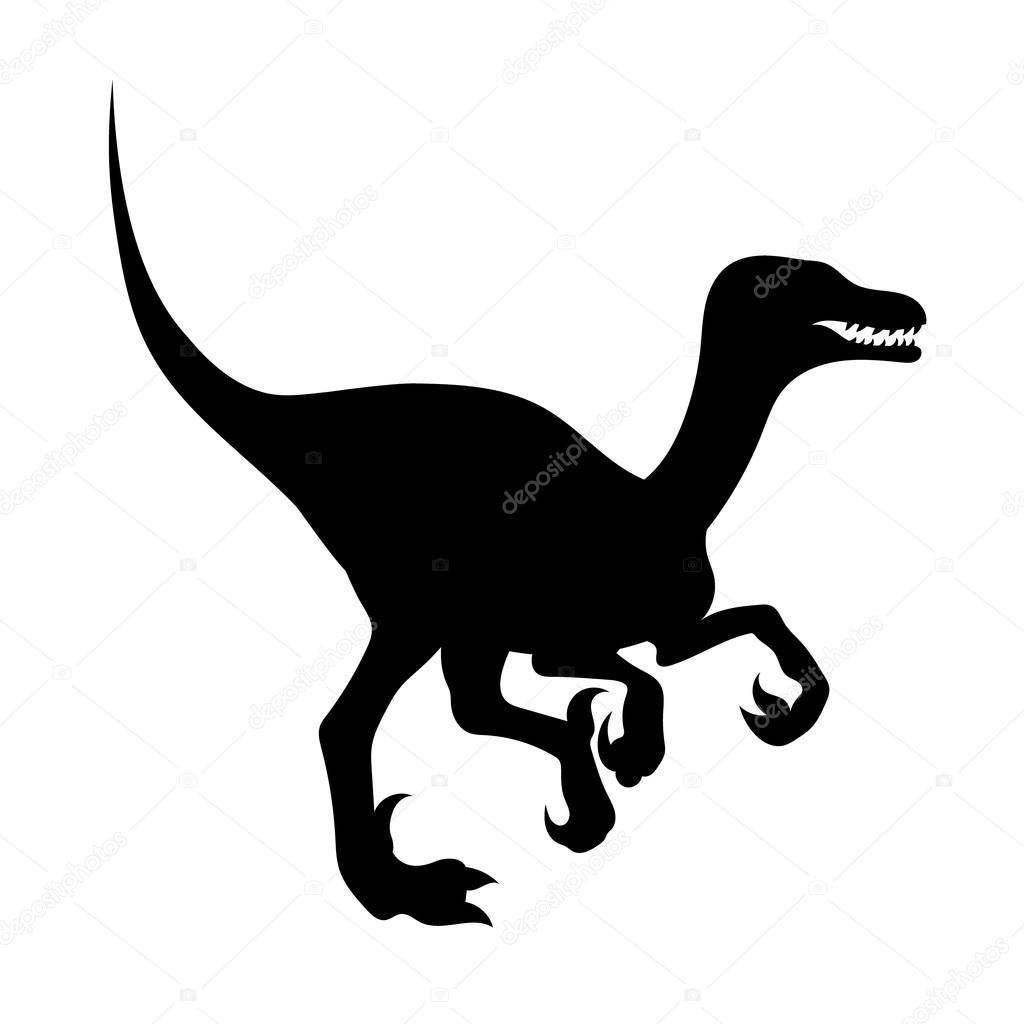 Silhouette of a predatory dinosaur. Icon velociraptor