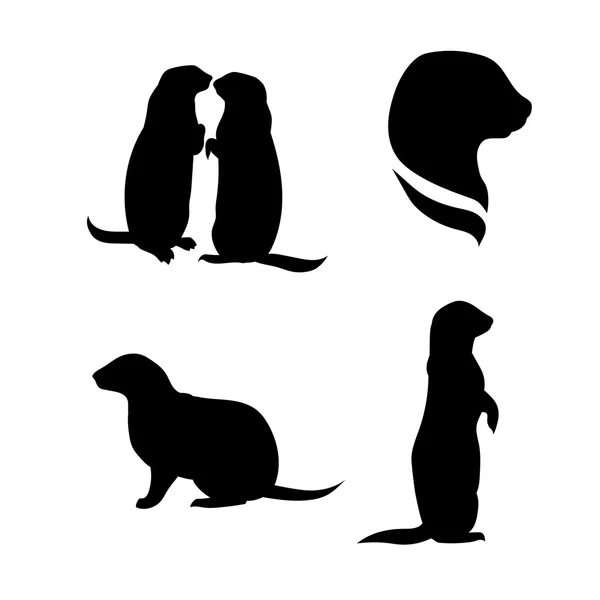 Çayır köpeği'ni vector silhouettes. — Stok Vektör