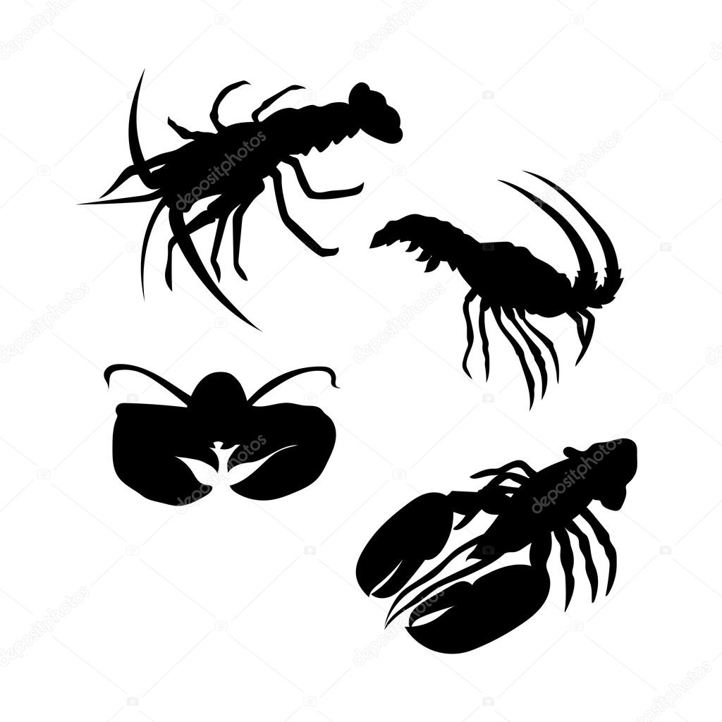Lobster vector silhouettes.