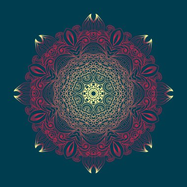 Sürekli değişen çiçek desenli, pembe ve mor renkler tasarımında mandala