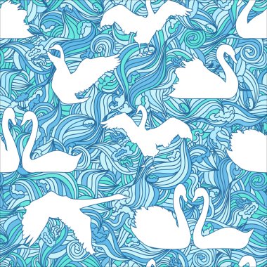 Kuğu siluet seamless modeli