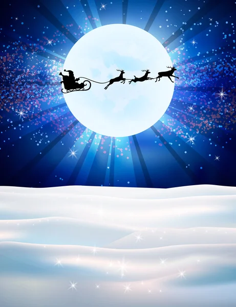 Reno vectorial y Santa Claus sobre fondo lunar . — Vector de stock