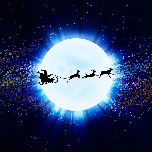 Reno vectorial y Santa Claus sobre fondo lunar . — Vector de stock