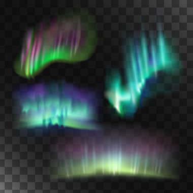 Northern lights vector set.