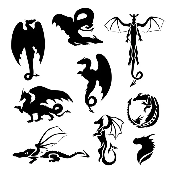 Big set of dragons. — 스톡 벡터