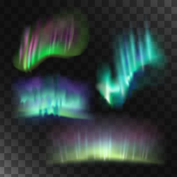 Ensemble vectoriel aurores boréales . — Image vectorielle