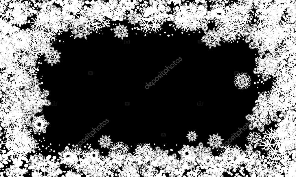 Snow frame black white background.