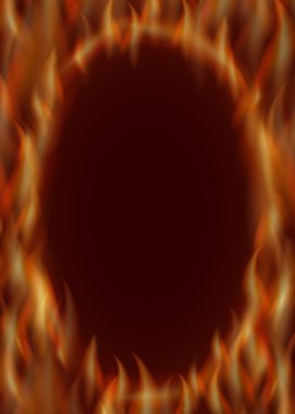 Ateşten vektör oval çerçeve.