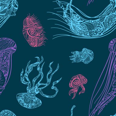 Renkli denizanası seamless modeli.