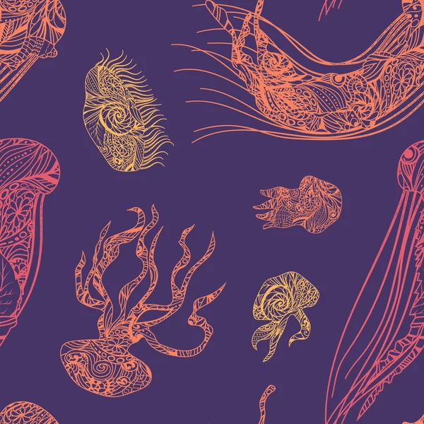 彩色的水母无缝模式. — 图库矢量图片