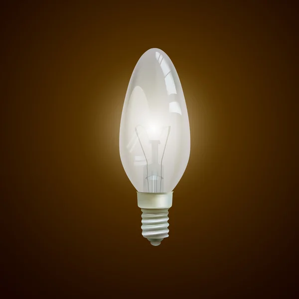 Realistic lit light bulb isolated on black background. — Stock Vector