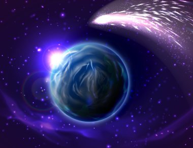 Vektör kuyruklu yıldız arka plan.