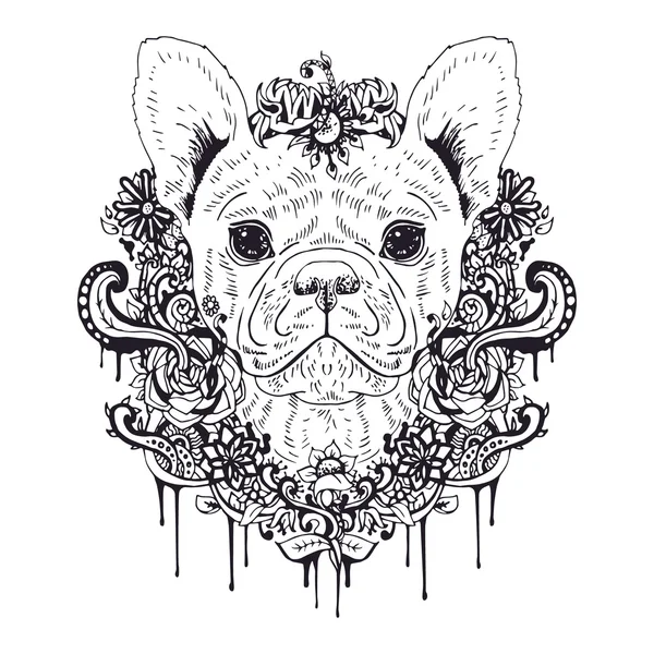 Francia bulldog grafikus kutya, absztrakt vektor illusztráció — Stock Vector