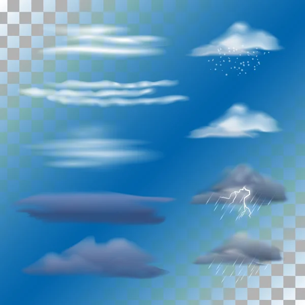 Set van transparante wolken. Vector. — Stockvector