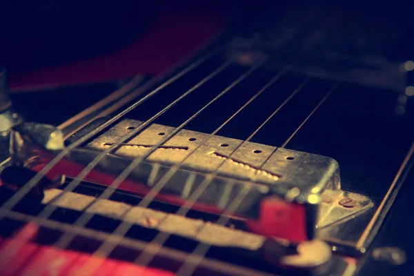 Macro Uma Guitarra Elétrica Vintage — Fotografia de Stock