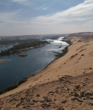 Kum tepecikli Nil Nehri kıyısı
