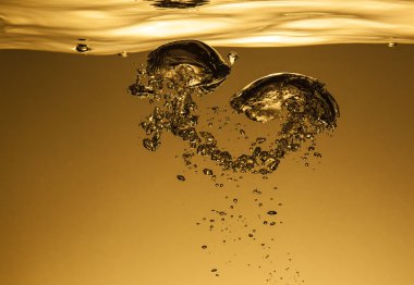 air bubbles on a gold background clipart