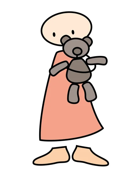 Bambino tenendo orsacchiotto — Vettoriale Stock