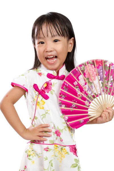 Asiatische kleine chinesische Mädchen halten orientalische fan — Stockfoto