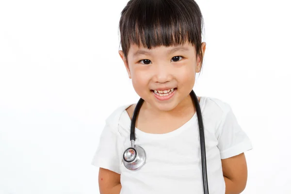 Asiatico piccolo cinese ragazza con un stetoscopio — Foto Stock