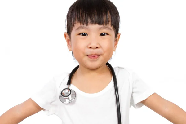Asiática poco china chica con un estetoscopio — Foto de Stock
