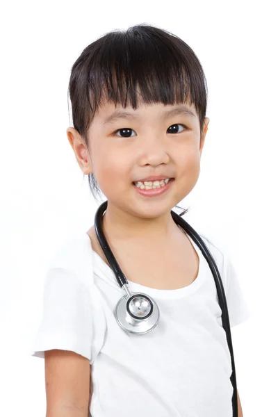 Asiatique petite chinoise fille avec un stéthoscope — Photo