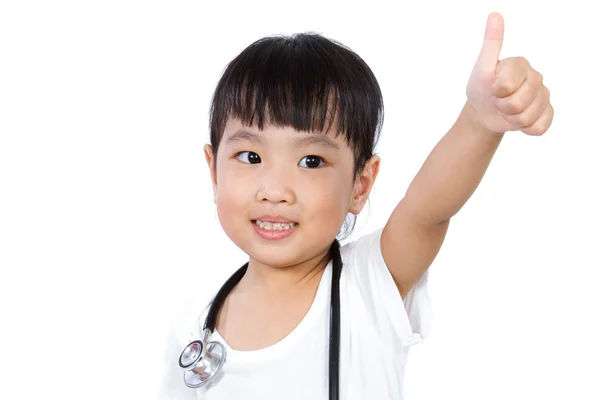 Asian Little Chinese Girl With a Stethoscope — Stock Photo, Image