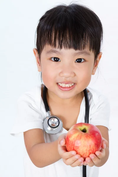 Aziatische Little Chinese meisje verkleed als arts met een Stethoscop — Stockfoto