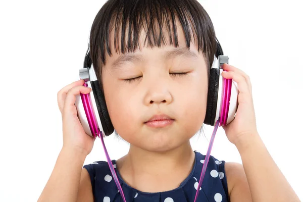 Azjatycki chiński dziewczynka z zestawu słuchawkowego — Zdjęcie stockowe