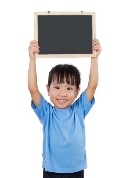 Asian Little Chinese Girl Holding a Blackboard — Stock Photo, Image